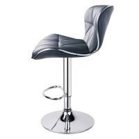 Leopard Shell Back Adjustable Swivel Bar Stools, Pu Leather Padded With Back, 1 Chair ( Grey )