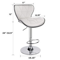 Leopard Shell Back Adjustable Swivel Bar Stools, Pu Leather Padded With Back, 1 Chair ( White )