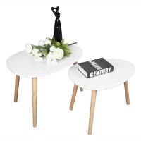 Bonnlo Nesting Tables Stacking Coffeesideend Tables For Living Room Home And Office Set Of 2 White
