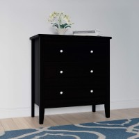 Black Wood 3-Drawer Chest Of Drawers Traditional Espresso Finish Includes Hardware
