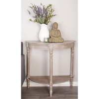 Rustic 32 X Inch Wooden Half Round Console Table Brown Specialty Pine Washed