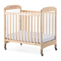 Foundations Serenity Compact Clearview Daycare Crib, Fixed Side, Durable Wood Construction, Adjustable Mattress Board, Includes 3A Infapure Foam Mattress (Natural)