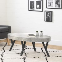 South Shore City Life Coffee Table-Concrete Gray And Black, Oval
