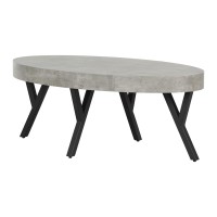 South Shore City Life Coffee Table-Concrete Gray And Black, Oval