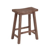 Benjara Wooden Frame Saddle Seat Counter Height Stool With Angled Legs, Brown