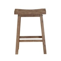 Benjara Wooden Frame Saddle Seat Counter Height Stool With Angled Legs, Brown