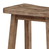 Benjara Wooden Frame Saddle Seat Counter Height Stool With Angled Legs, Brown