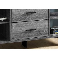 Homeroots Furniture 155-Inch X 60-Inch X 23-Inch Grey, Black, Particle Board, Hollow-Core, Metal - Tv Stand With 2 Drawers