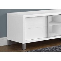 Homeroots Furniture 1775-Inch X 71-Inch X 1975-Inch White, Clear, Silver, Particle Board, Glass, Hollow-Core - Tv Stand