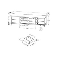 Homeroots Furniture 1775-Inch X 71-Inch X 1975-Inch White, Clear, Silver, Particle Board, Glass, Hollow-Core - Tv Stand