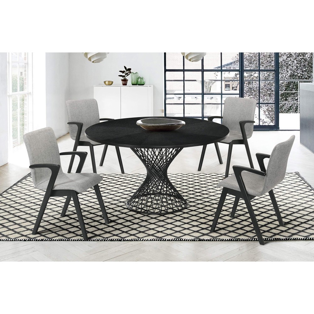 Armen Living Cirque Varde 5 Piece Black Dining Set, Grey