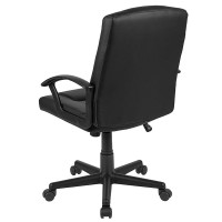 Flash Fundamentals Mid-Back Black Leathersoft-Padded Task Office Chair With Arms, Bifma Certified