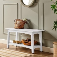 36 W Wood Entryway Bench White Solid Mission Craftsman Transitional Pine Painted Storage