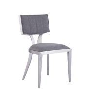 Midcentury Chair With Grey Faux Leather Seat (Set Of 2) Mid-Century Modern Upholstered Brushed Stainless Steel Finish