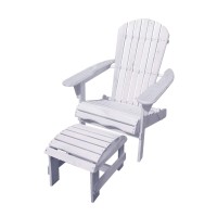 W Home Adirondack Chair With Ottoman, Standard, White