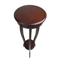 Benjara Round Pedestal Stand With Open Bottom Shelf And Flared Legs, Brown