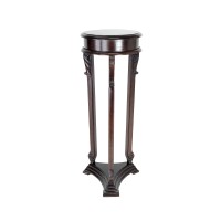 Benjara Transitional Style Wooden Pedestal With Scrolled Legs, Brown
