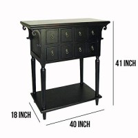 Benjara Hand Finished 6 Drawers Console Table With 1 Bottom Shelf, Black