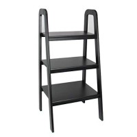 Benjara 3 Tier Wooden Storage Ladder Stand With Open Back And Sides, Black