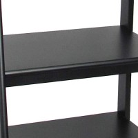 Benjara 3 Tier Wooden Storage Ladder Stand With Open Back And Sides, Black