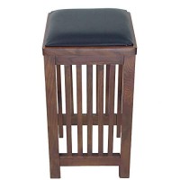 Benjara Faux Leather Upholstered Wooden Backless Barstool, Brown