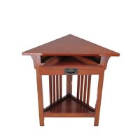 Benjara Mission Style Wooden Corner Table With 1 Drawer And Bottom Shelf, Brown