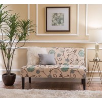 Modern Floral Upholstered Fabric Love Seat By Beige Blue Transitional Pattern Birch Pine