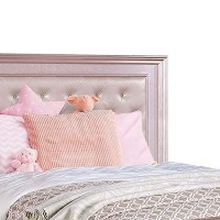 Benjara Contemporary Styled Twin Bed With Padded Button Tufted Headboard, Pink