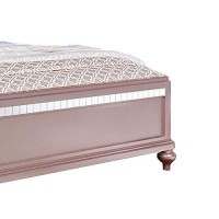 Benjara Contemporary Styled Twin Bed With Padded Button Tufted Headboard, Pink