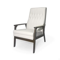 Christopher Knight Home Judy Accent Chair, Snow White, Walnut