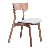 Homeroots Poly Linen, Wood Veneer, Rubberwood 201 X 22 X 305 Walnut & Light Gray, Rubberwood, Dining Chair - Set Of 2