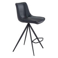 Homeroots 193 X 217 X 39 Black, Leatherette, Stainless Steel, Counter Chair - Set Of 2