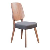 Homeroots Poly Linen, Wood Veneer, Mdf, Rubber Wood 189 X 224 X 354 Walnut & Dark Gray, Mdf, Rubber Wood, Dining Chair - Set Of 2