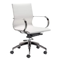 Homeroots Furniture 27 X 27 X 343 White, Leatherette, Stainless Steel, Office Chair