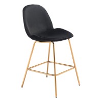 Homeroots 209 X 24 X 406 Black Velvet, Steel & Plywood, Counter Chair - Set Of 2
