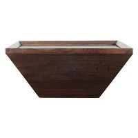 The Urban Port 36-Inch Square Shape Acacia Wood Coffee Table With Trapezoid Base, Dark Brown