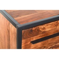 The Urban Port Handmade Dresser With Grain Details And 4 Drawers, Brown And Black