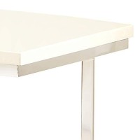 Benjara Contemporary End Table With C Shaped Metal Frame, Silver And White