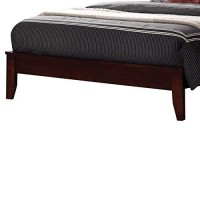 Benjara Transitional Wooden Queen Size Bed With Slatted Style Headboard, Brown