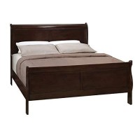 Benjara Traditional Style Wooden Queen Size Bed With Curved Headboard, Brown