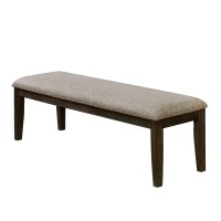 Benjara Bm208010 Fabric Upholstered Bench With Nailhead Trim And Tapered Legs Gray And Brown