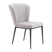 Homeroots Velvet, Stainless Steel Fashionable Dove Gray Tufted Velvet Dining Or Side Chairs - Set Of 2