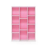 Furinno Luder Bookcase Book Storage , 11-Cube, Whitepink