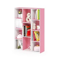Furinno Luder Bookcase Book Storage , 11-Cube, Whitepink