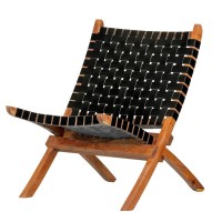 South Shore Balka Woven Leather Lounge Chair Black