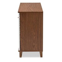 Wholesale Interiors Baxton Studio Coolidge Walnut Finished 11-Shelf Wood Shoe Cabinet With Drawer
