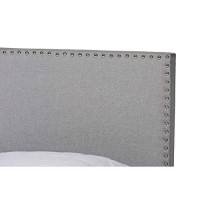 Wholesale Interiors Baxton Studio Ramon Full Size Gray Linen Panel Bed With Nailhead Trim