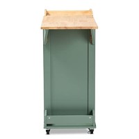 Wholesale Interiors Baxton Studio Dorthy Coastal And Farmhouse Two-Tone Dark Green And Natural Wood Kitchen Storage Cart