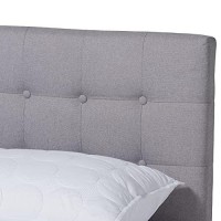 Wholesale Interiors Baxton Studio Devan King Size Light Gray Fabric Walnut Finished Platform Bed