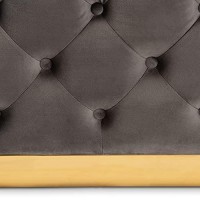 Wholesale Interiors Baxton Studio Verene Glam And Luxe Grey Velvet Fabric Upholstered Gold Finished Square Cocktail Ottoman